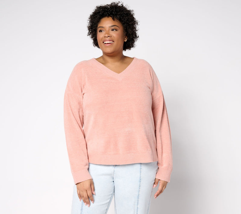 Barefoot Dreams CozyChic Ultra Lite Chevron Stitch V-Neck — View 4
