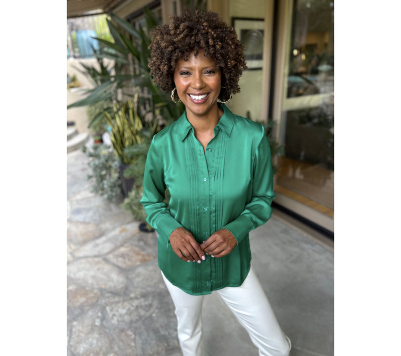 BEAUTIFUL by Lawrence Zarian Pintuck Detail Button-Front Shirt — View 8