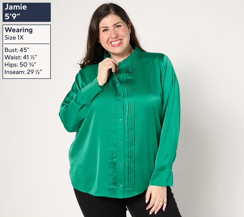 BEAUTIFUL by Lawrence Zarian Pintuck Detail Button-Front Shirt — View 2