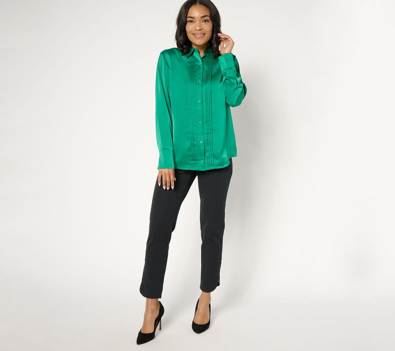 BEAUTIFUL by Lawrence Zarian Pintuck Detail Button-Front Shirt — View 5