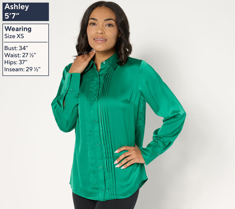 BEAUTIFUL by Lawrence Zarian Pintuck Detail Button-Front Shirt — View 3