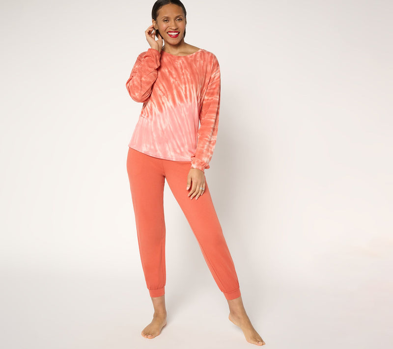 AnyBody Petite Cozy Knit Tie-Dye Top and Jogger Set — View 9