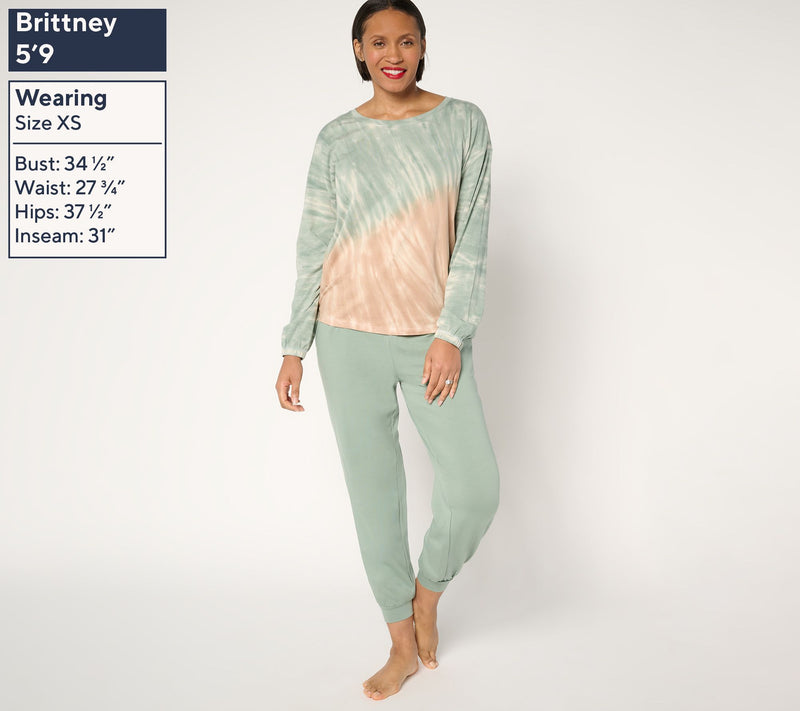 AnyBody Petite Cozy Knit Tie-Dye Top and Jogger Set — View 13