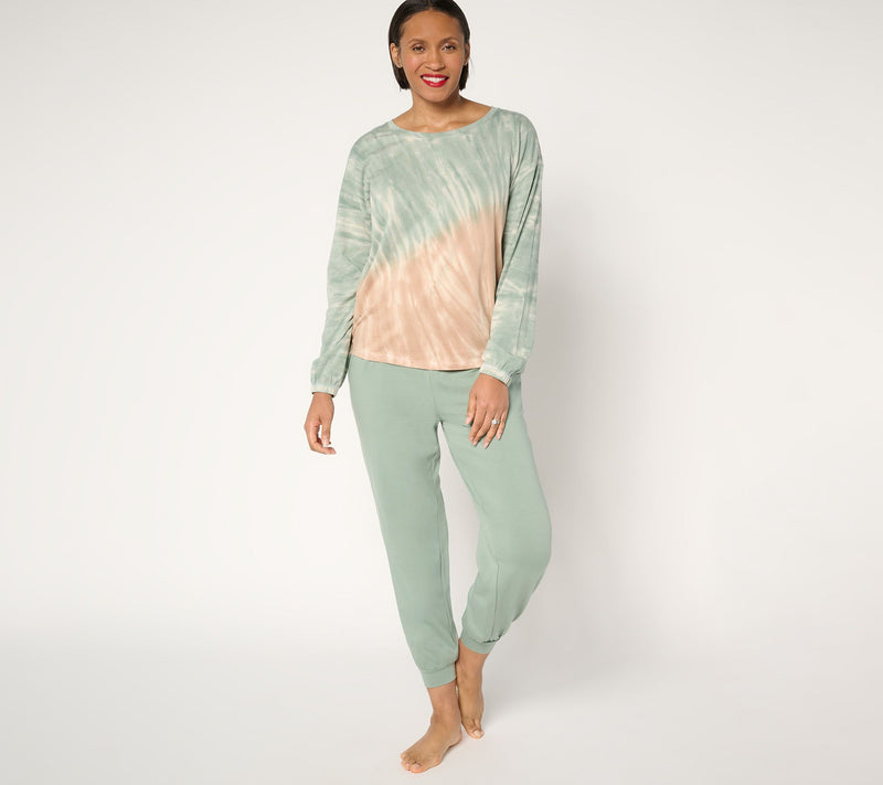 AnyBody Tall Cozy Knit Tie-Dye Top and Jogger Set — View 5