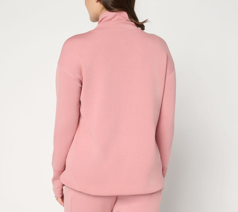 Belle by Kim Gravel ScubaLuxe Ruched Mock Neck w/ Pockets — View 12