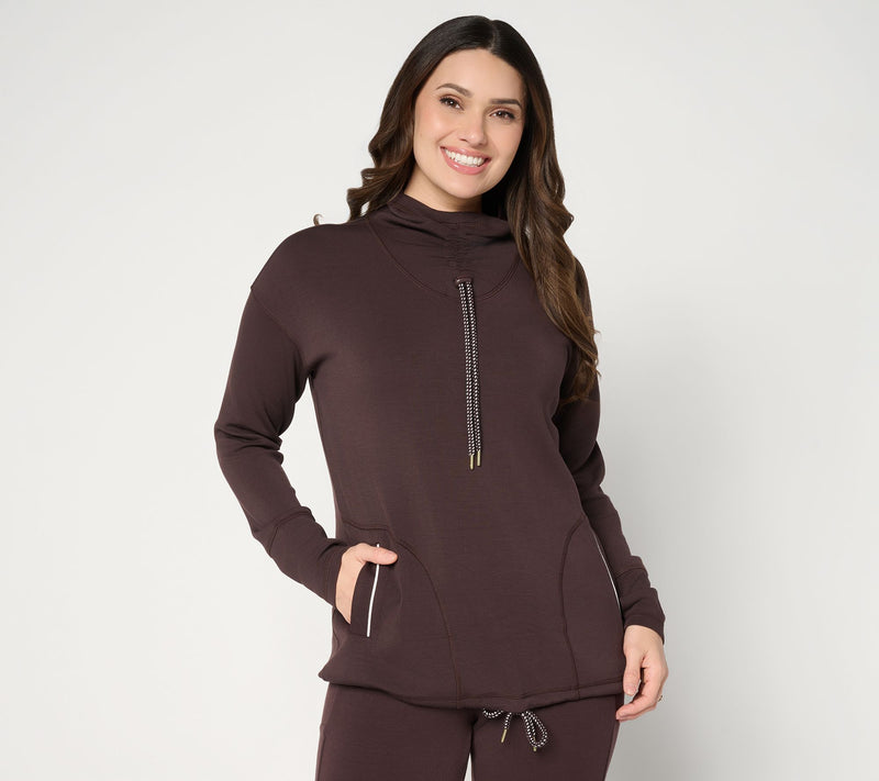 Belle by Kim Gravel ScubaLuxe Ruched Mock Neck w/ Pockets — View 21