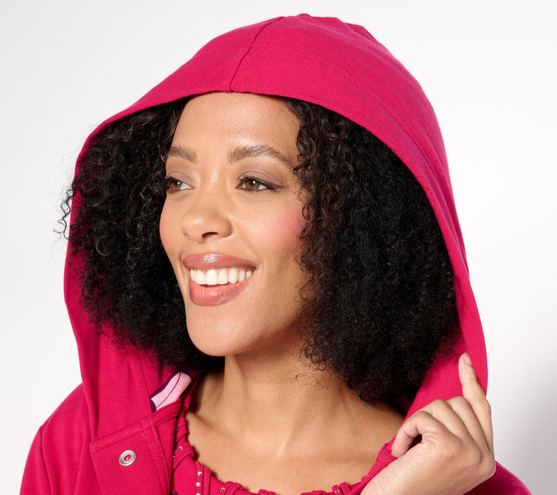 Sport Savvy French Terry and Satin Hooded Jacket — View 7
