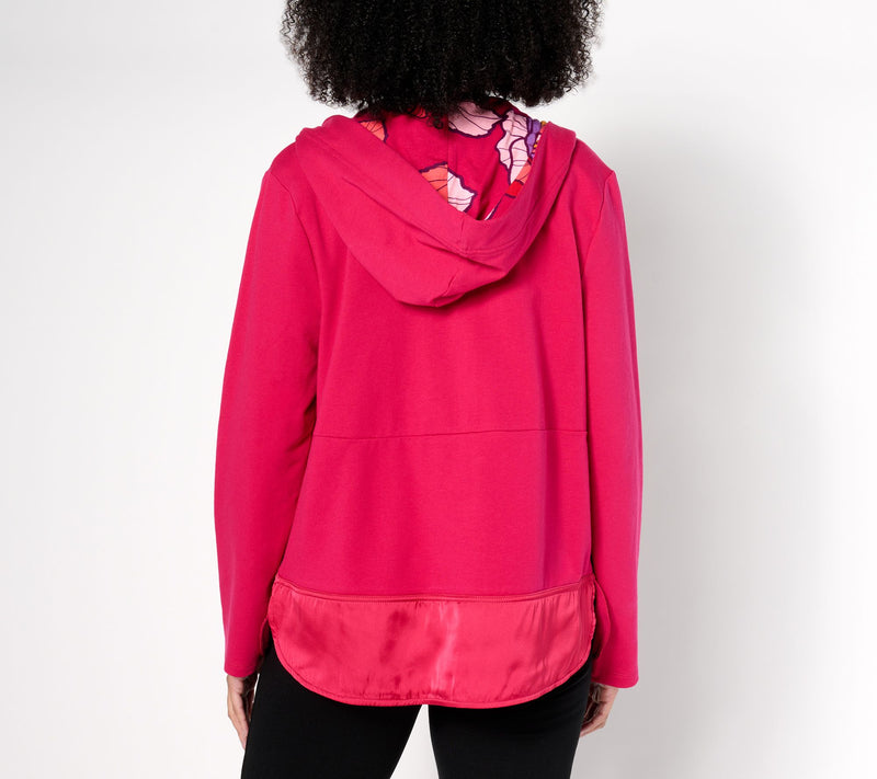 Sport Savvy French Terry and Satin Hooded Jacket — View 4