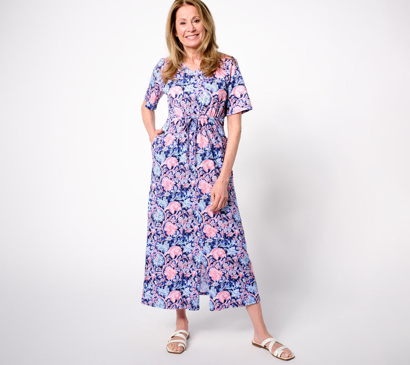 Stan Herman Heirloom Floral Cotton Jersey Maxi Dress — View 12