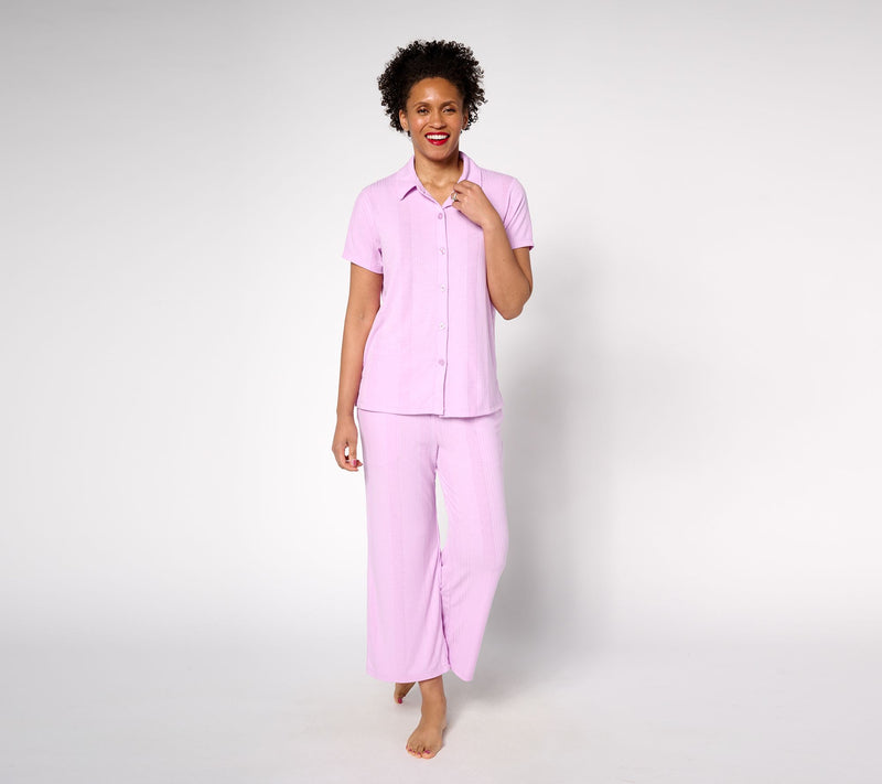Carole Hochman Ribbed Button Front 2pc Lounge Set — View 7