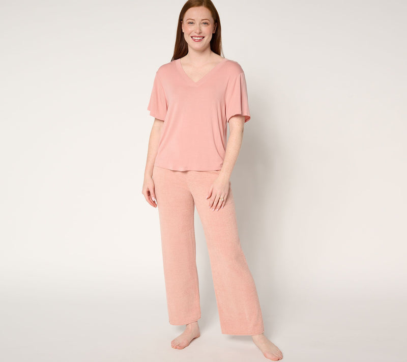 Barefoot Dreams Modal Drapey Double V-Neck Tee — View 4