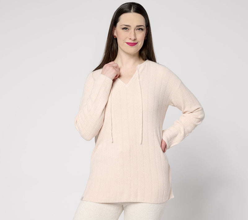 Barefoot Dreams CozyChic Ultra Lite Variegated Rib Tie Tunic — Main view