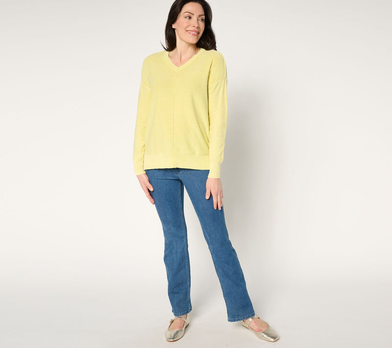 Women with Control 100% Cotton Sweater with Wash Effect — View 15