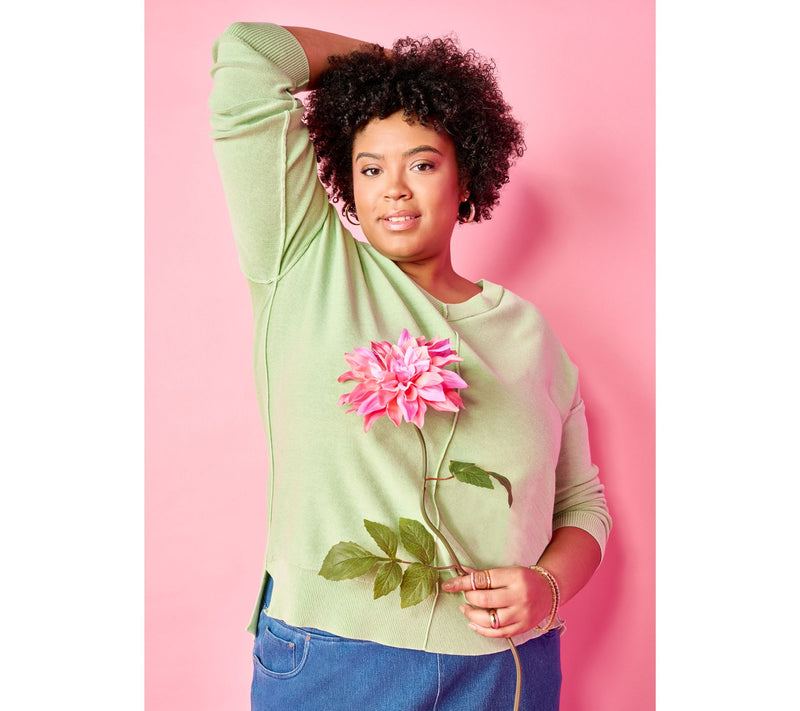 Women with Control 100% Cotton Sweater with Wash Effect — View 17