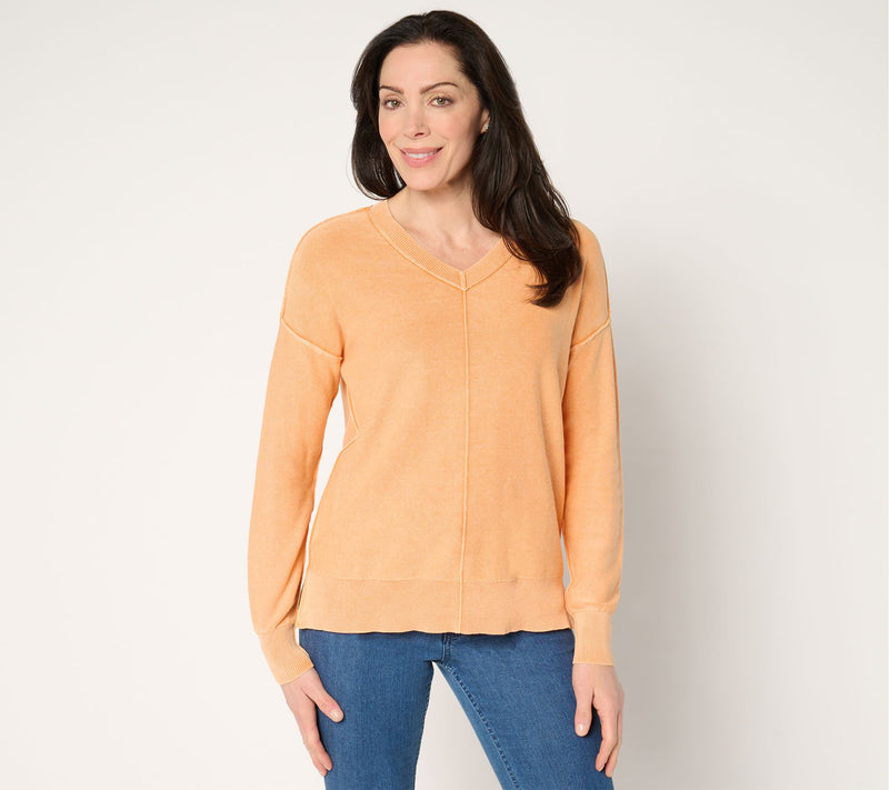 Women with Control 100% Cotton Sweater with Wash Effect — View 11