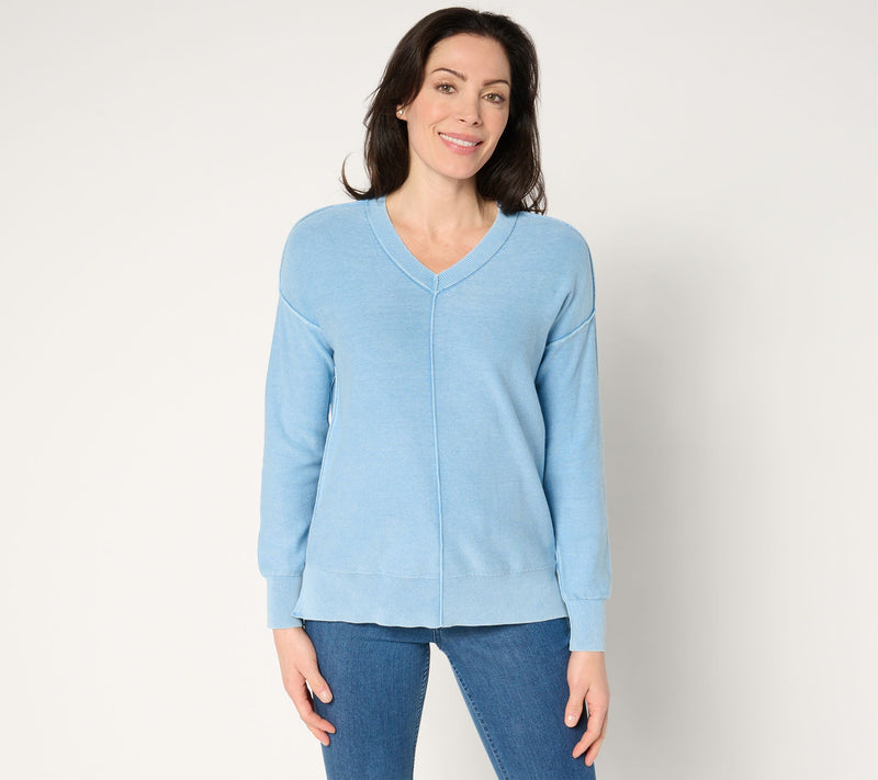 Women with Control 100% Cotton Sweater with Wash Effect — View 5