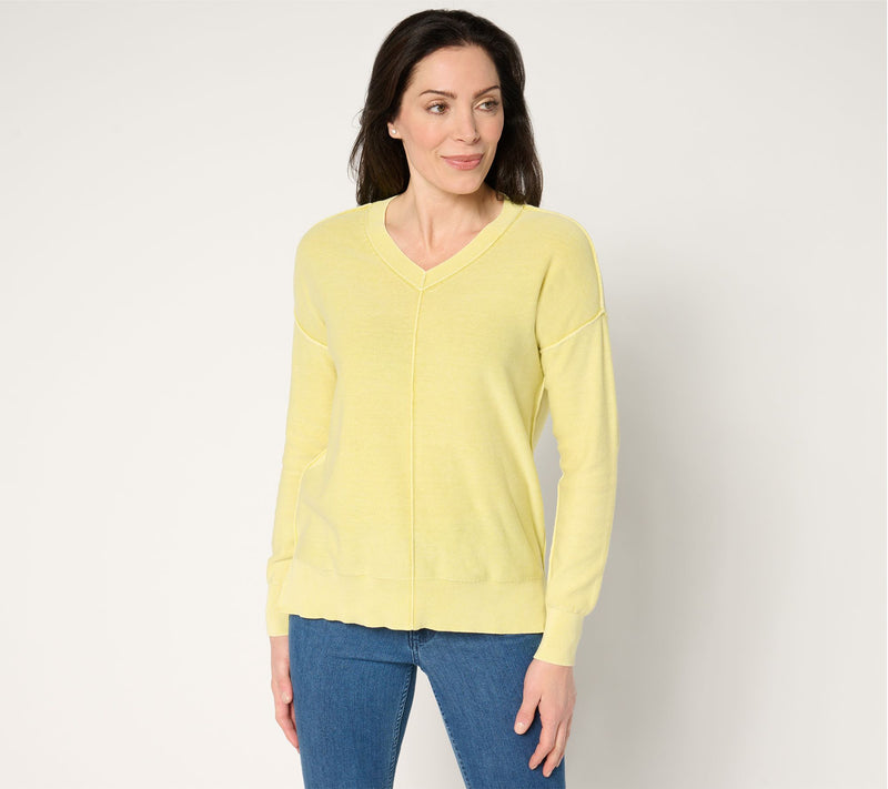 Women with Control 100% Cotton Sweater with Wash Effect — View 7