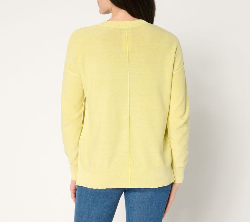 Women with Control 100% Cotton Sweater with Wash Effect — View 14