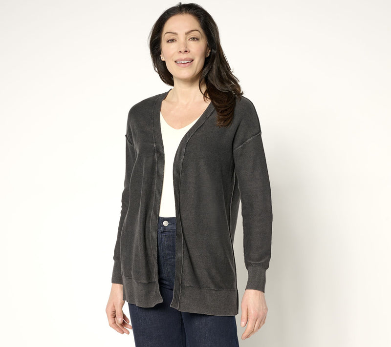 Women with Control 100% Cotton Cardigan with Wash Effect — View 9