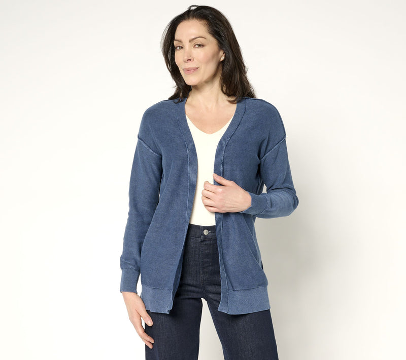 Women with Control 100% Cotton Cardigan with Wash Effect — View 10