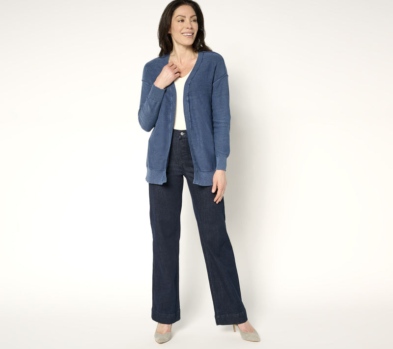 Women with Control 100% Cotton Cardigan with Wash Effect — View 4