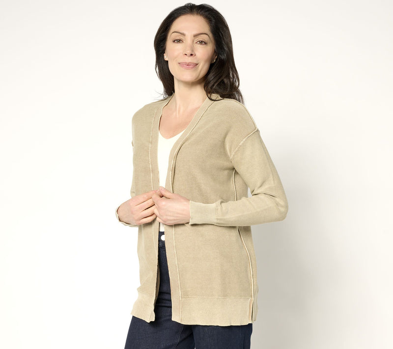 Women with Control 100% Cotton Cardigan with Wash Effect — View 11