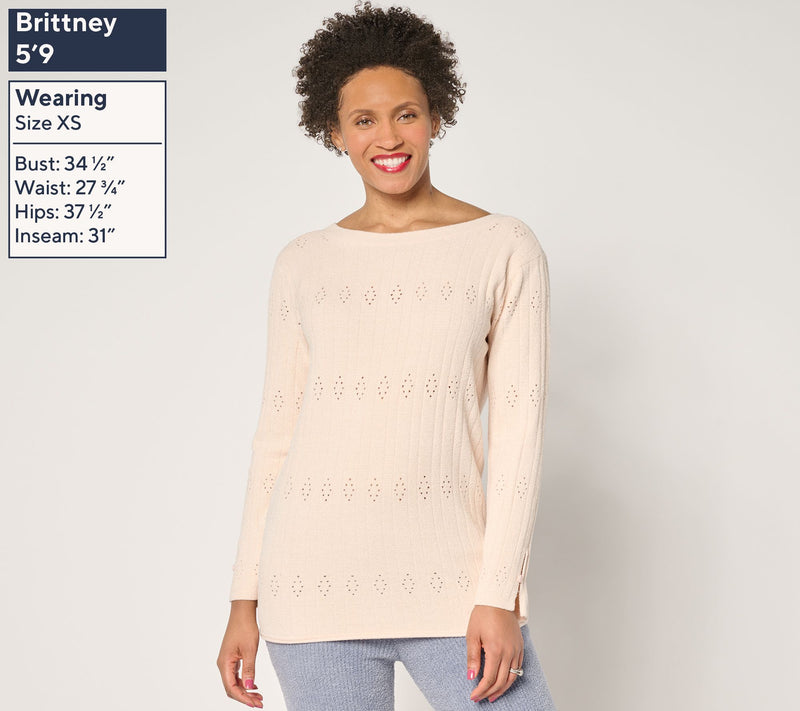 Barefoot Dreams CozyChic Ultra Lite Diamond Pointelle Tunic — View 3