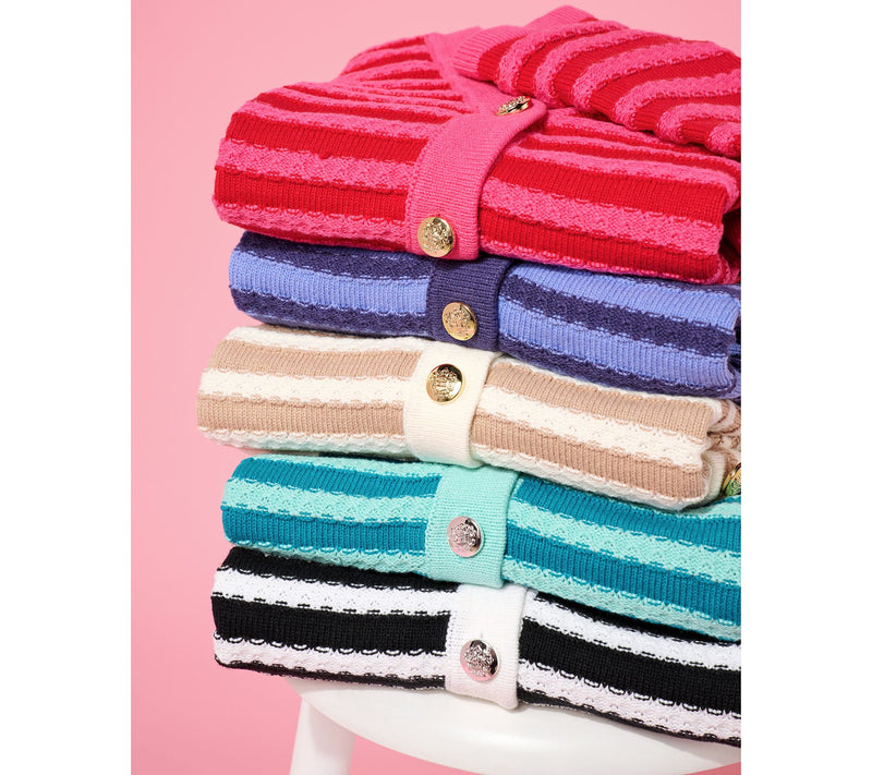 Isaac Mizrahi Live! Striped Button-Front Sweater Cardigan — View 17