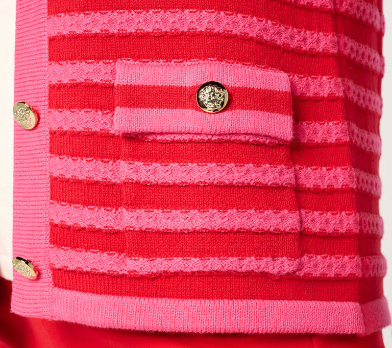 Isaac Mizrahi Live! Striped Button-Front Sweater Cardigan — View 16