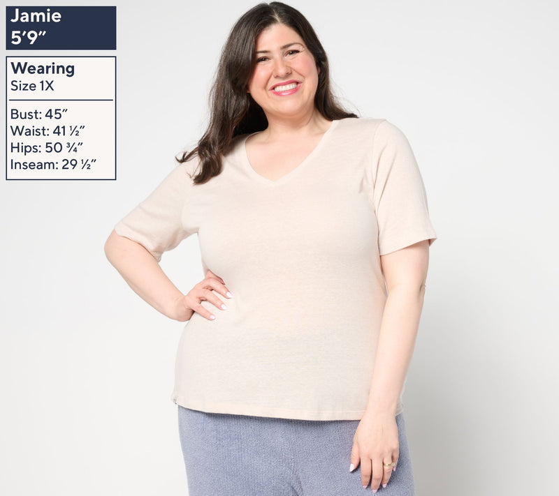 Barefoot Dreams Slub Burnout V-Neck Tee — View 4