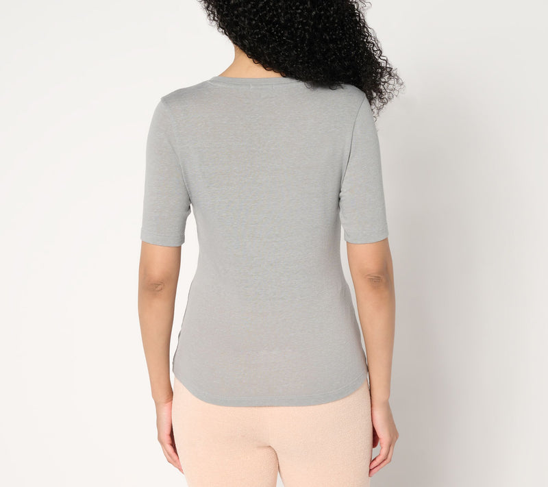 Barefoot Dreams Slub Burnout V-Neck Tee — View 6
