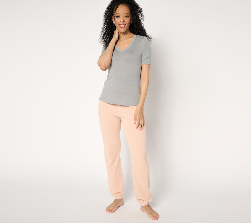 Barefoot Dreams Slub Burnout V-Neck Tee — View 7