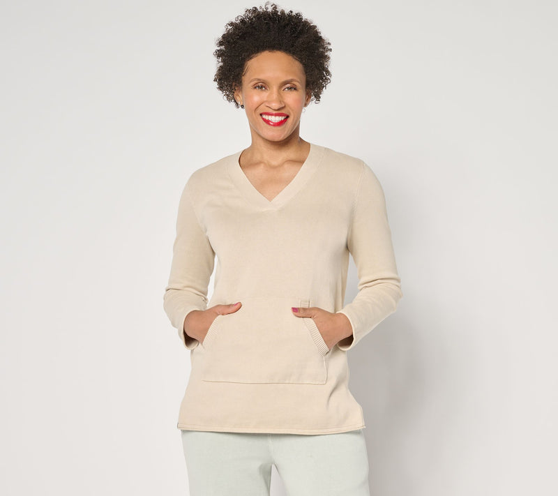 Barefoot Dreams 100% Cotton Sunbleached V-Neck Pullover — View 11