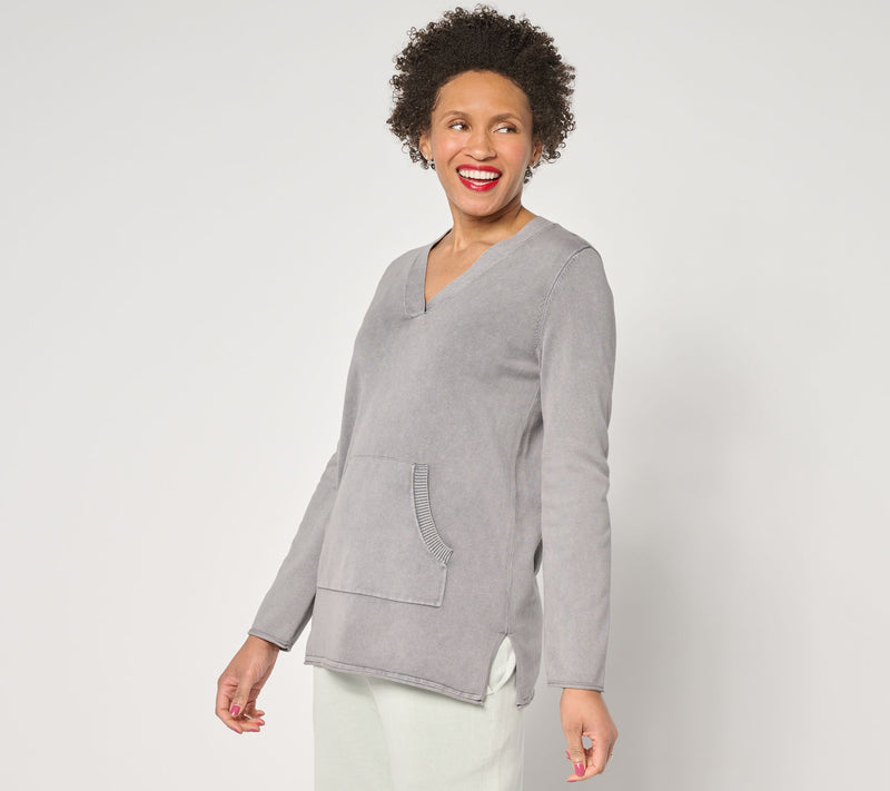 Barefoot Dreams 100% Cotton Sunbleached V-Neck Pullover — View 9