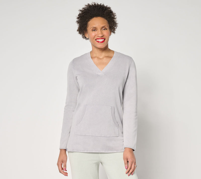 Barefoot Dreams 100% Cotton Sunbleached V-Neck Pullover — Main view