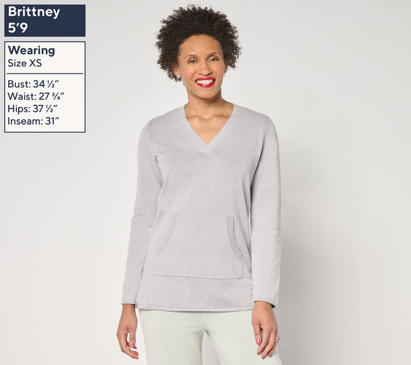 Barefoot Dreams 100% Cotton Sunbleached V-Neck Pullover — View 12