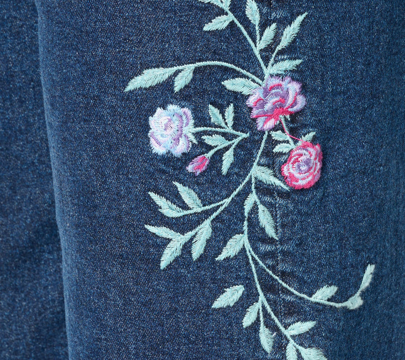 Driftwood Jeans Amie Embroidered Culotte Jean - Bold Blossom — View 6
