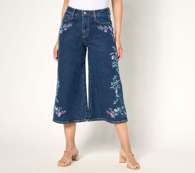 Driftwood Jeans Amie Embroidered Culotte Jean - Bold Blossom — View 9