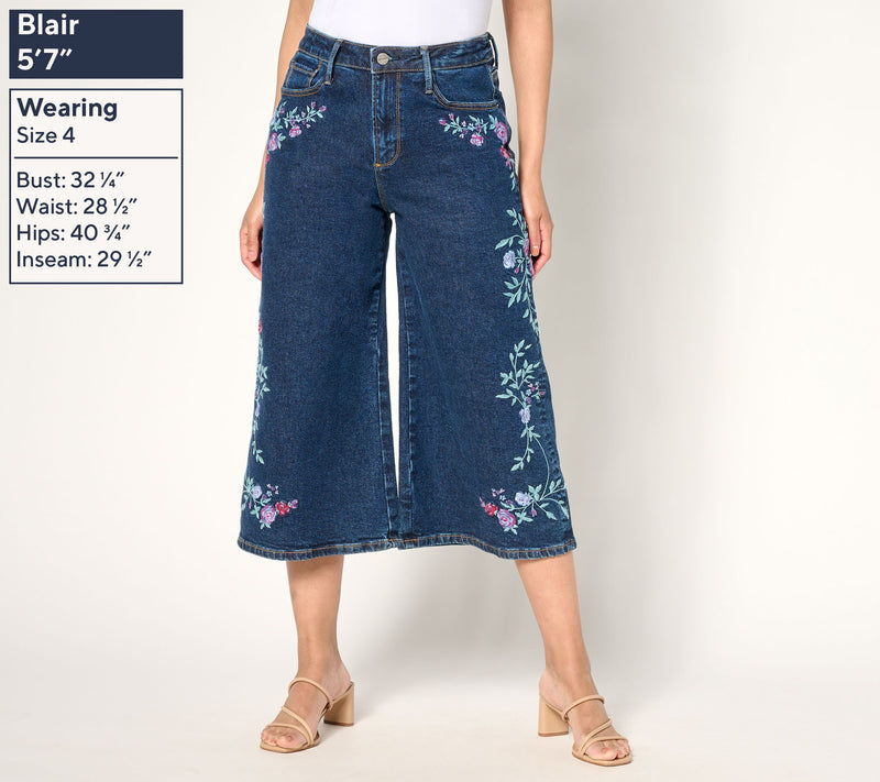 Driftwood Jeans Amie Embroidered Culotte Jean - Bold Blossom — View 3