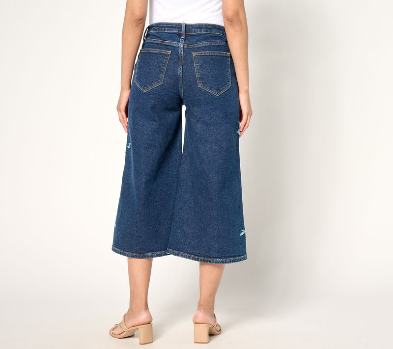 Driftwood Jeans Amie Embroidered Culotte Jean - Bold Blossom — View 4
