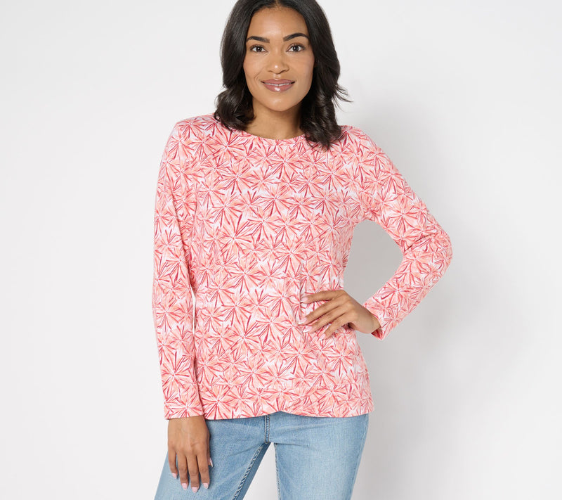 Denim & Co. Active Textured Cotton Pullover with Crossover Hem — View 3