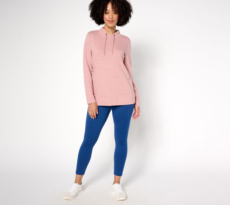 Denim & Co. Active Textured Cotton Funnel Neck Pullover — View 13