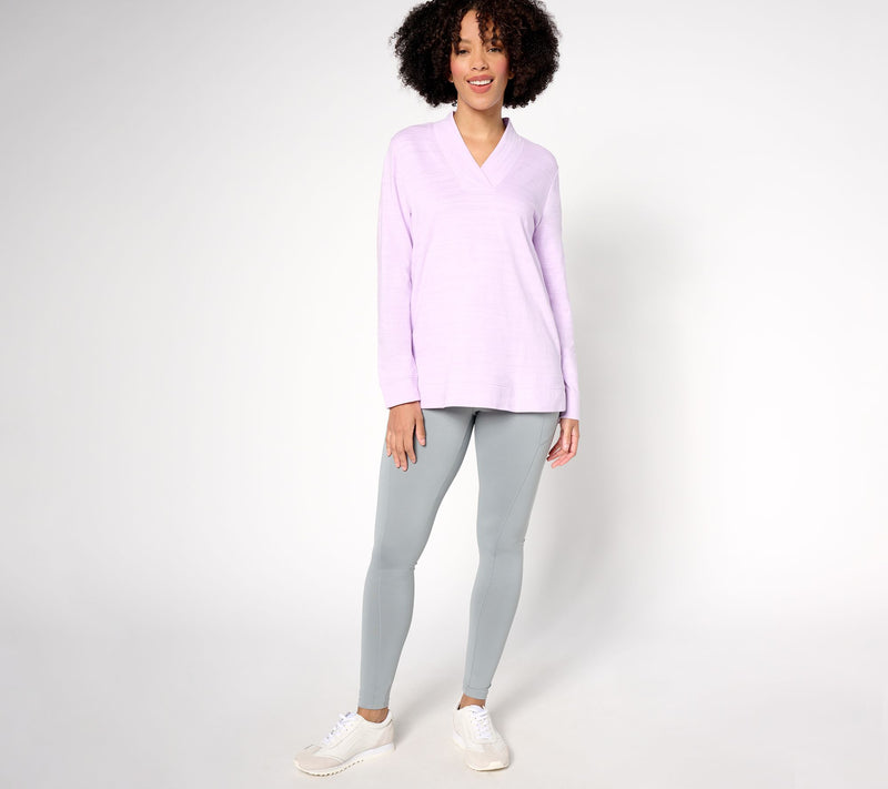 Denim & Co. Active Textured Cotton Printed or Solid Pullover — View 5