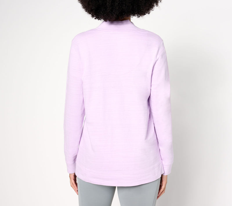 Denim & Co. Active Textured Cotton Printed or Solid Pullover — View 4
