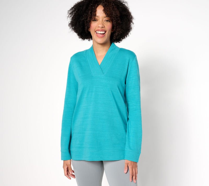Denim & Co. Active Textured Cotton Printed or Solid Pullover — View 13