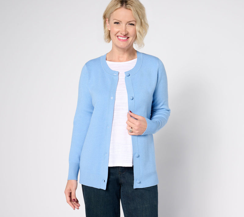 Denim & Co. Long Sleeve Button Front Cardigan — View 15