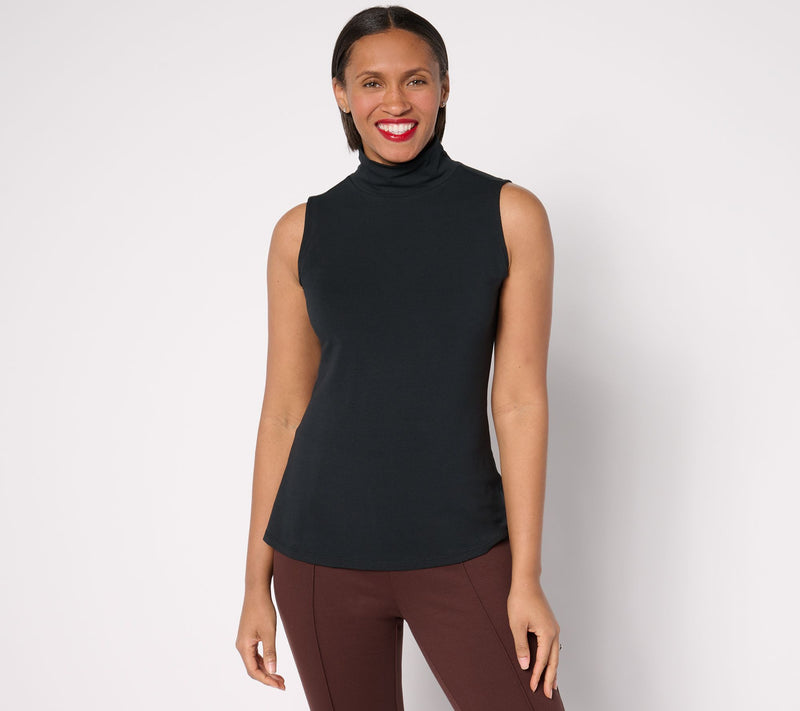 Women with Control Washed Cotton Mock Neck Top — View 5