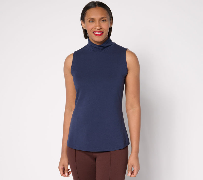 Women with Control Washed Cotton Mock Neck Top — View 7
