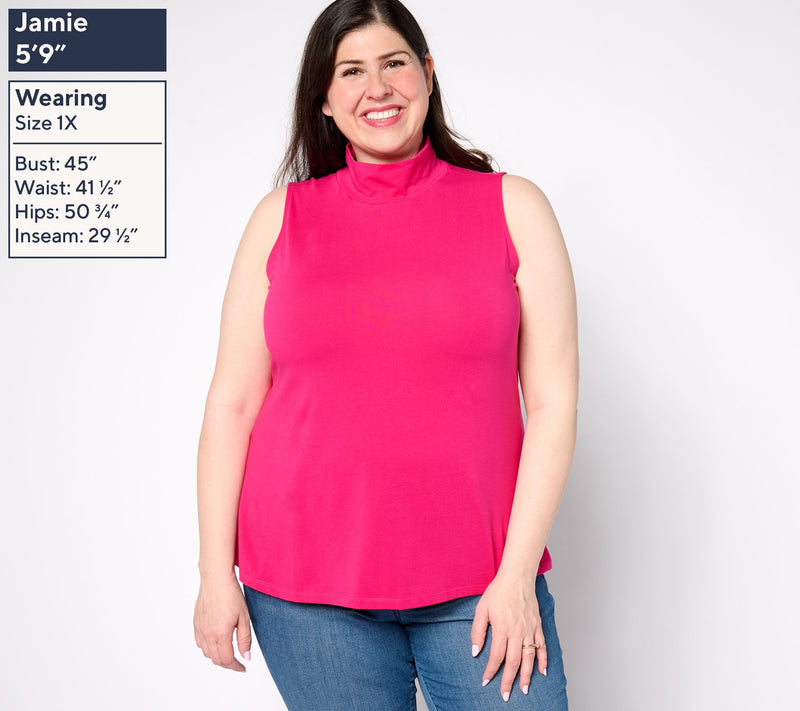 Women with Control Washed Cotton Mock Neck Top — View 10
