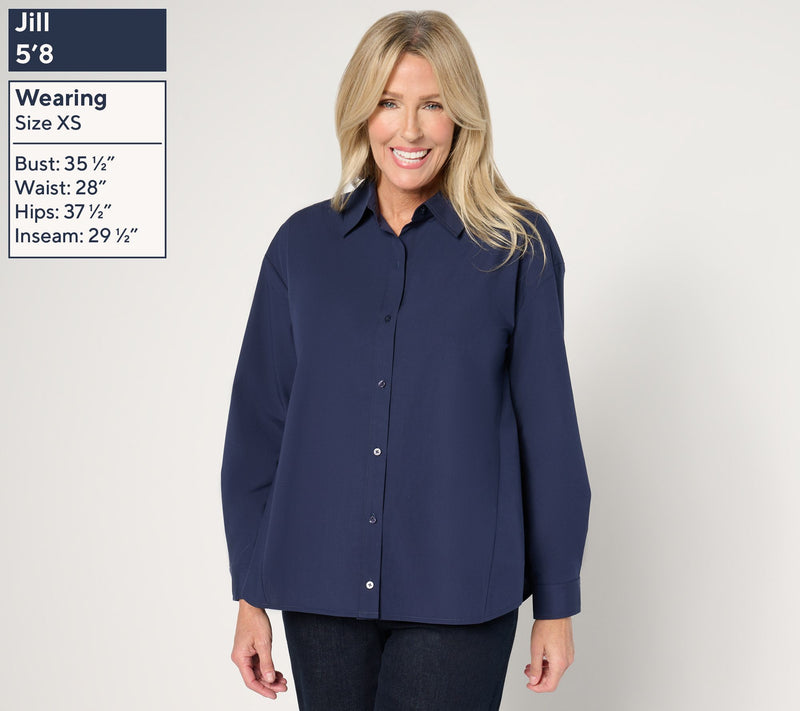Women with Control Woven Button Front Shirt with Bows — View 4